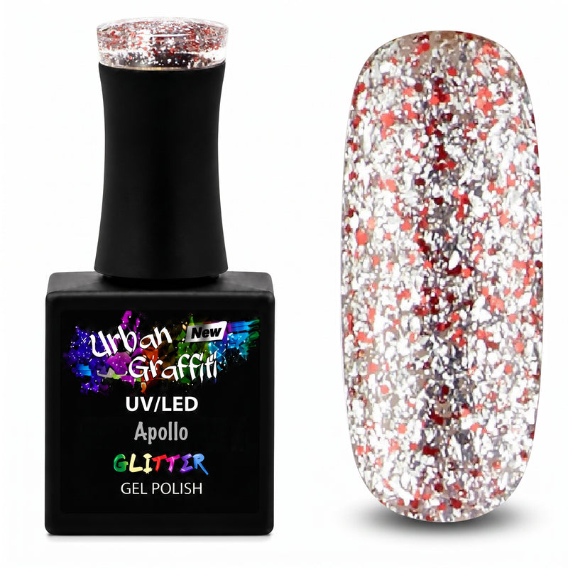 Apollo - UGGP-A0907 Urban Graffiti Laker tal-Ġel bi Glitter Aħmar u Fidda 15ml