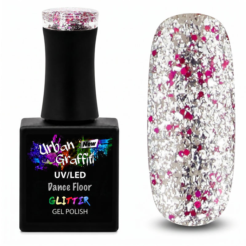 Dance Floor - UGGP-A0909 Lustru tal-ġel bi glitter roża u fidda Urban Graffiti 15ml