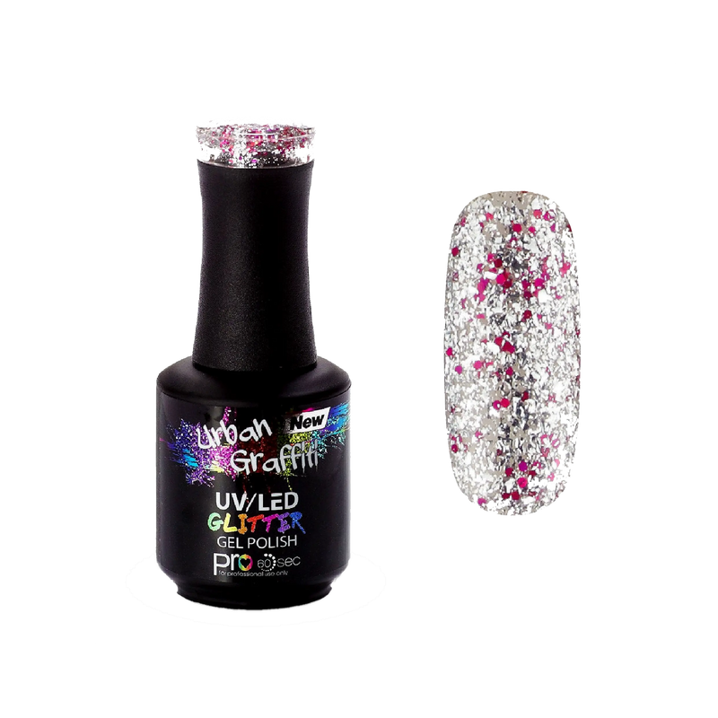 Piste de danse - vernis gel pailleté rose et argent UGGP-A0909 Urban Graffiti 15ml
