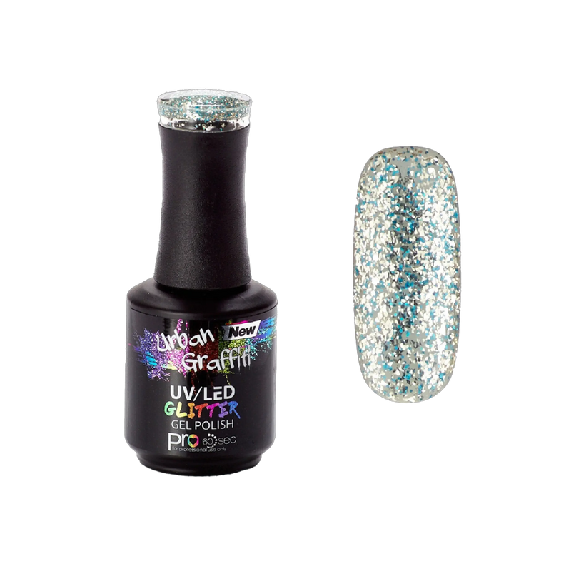 Winter Waterfall - UGGP-A0912 Urban Graffiti Verniċ tal-Ġel Glitter Blu u Fidda 15ml
